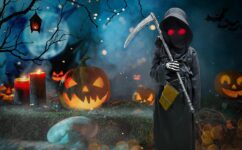 longpo Halloween Costumes for Boys Grim Reaper Costume Kids Set Scary Ghost Cosplay Outfit Halloween Party Favors Gifts