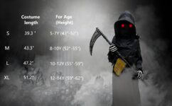longpo Halloween Costumes for Boys Grim Reaper Costume Kids Set Scary Ghost Cosplay Outfit Halloween Party Favors Gifts